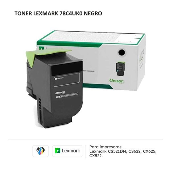 TONER LEXMARK 78C4UK0 NEGRO PARA 521 522 622 625