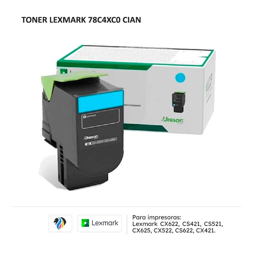 TONER LEXMARK 78C4XC0 CIAN PARA 421 521 522 622