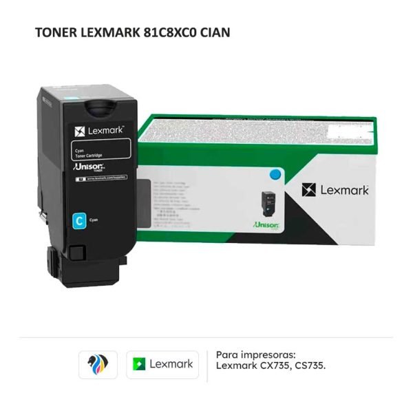 TONER LEXMARK 81C8XC0 CIAN PARA 735