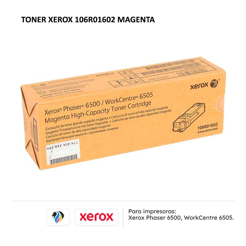 Toner Xerox 106R01602 Magenta para impresoras 6500 6505