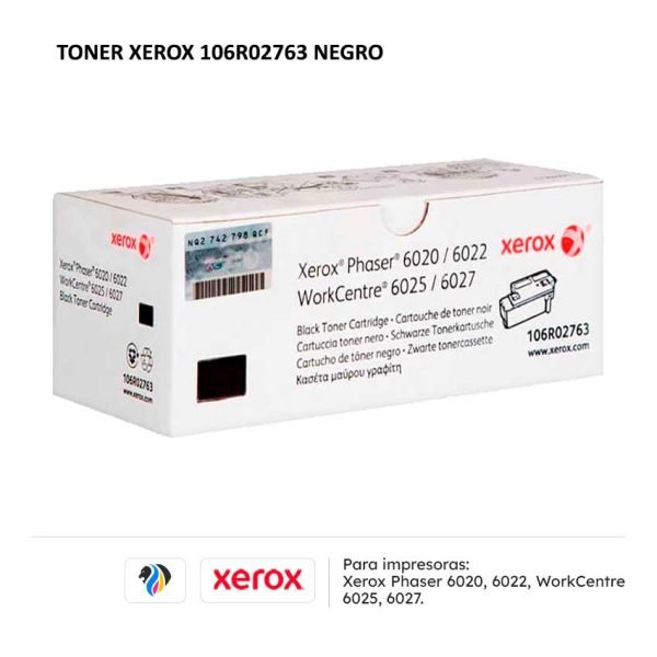 Toner Xerox 106R02763 Negro para impresoras 6020 6022 6025 6027