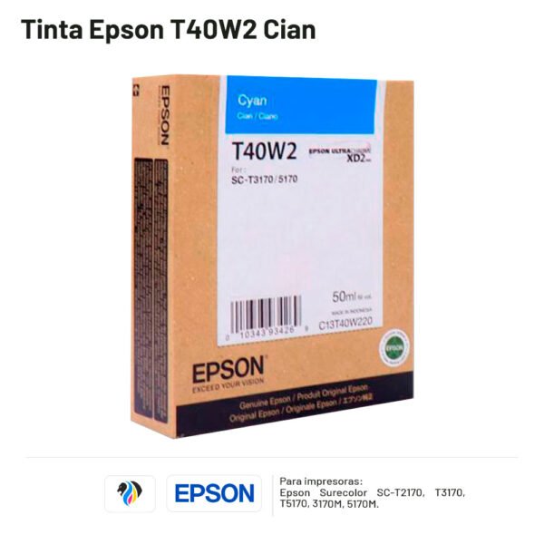 TINTA EPSON T40W2 CIAN