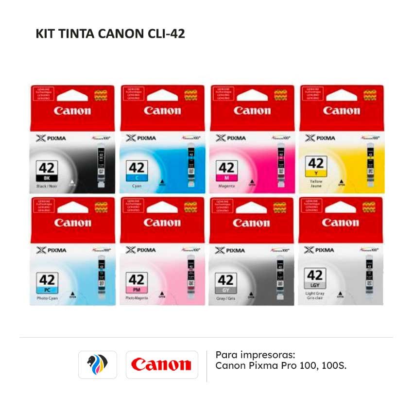 Kit Tinta Canon CLI-42 para impresora Pixma Pro 100, 100S