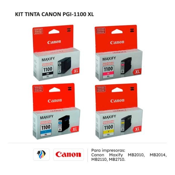 Kit Tinta Canon PGI-1100 XL para impresora MB2010 MB2014 MB2110 MB2710