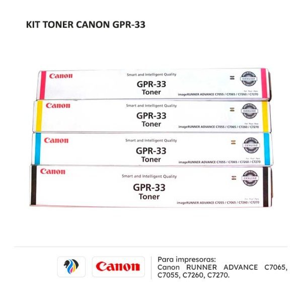 Kit Toner Canon GPR-33 para impresora C7065 C7055 C7260 C7270
