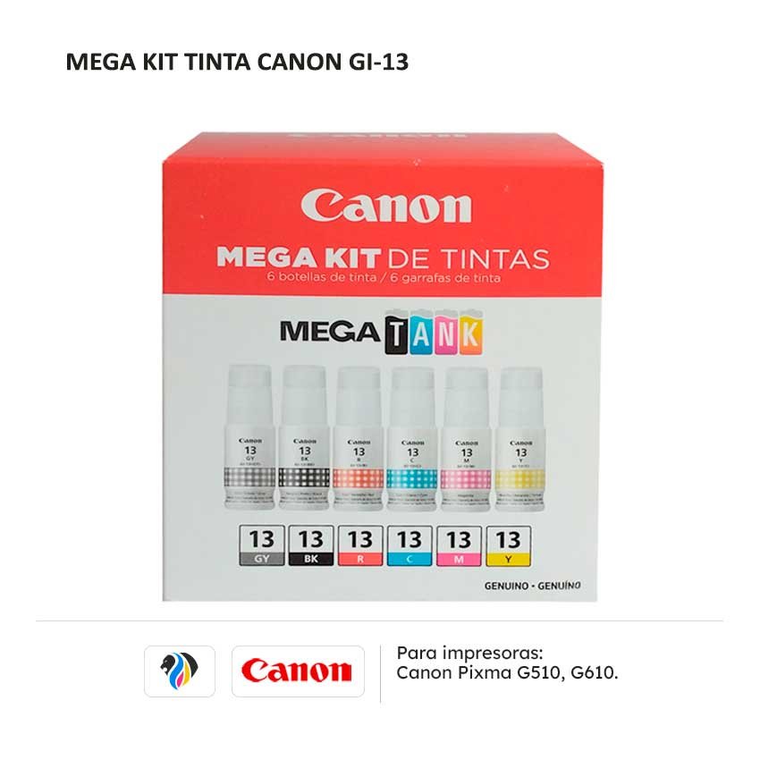 MEGA KIT TINTA CANON GI-13 PARA PIXMA G510 G610