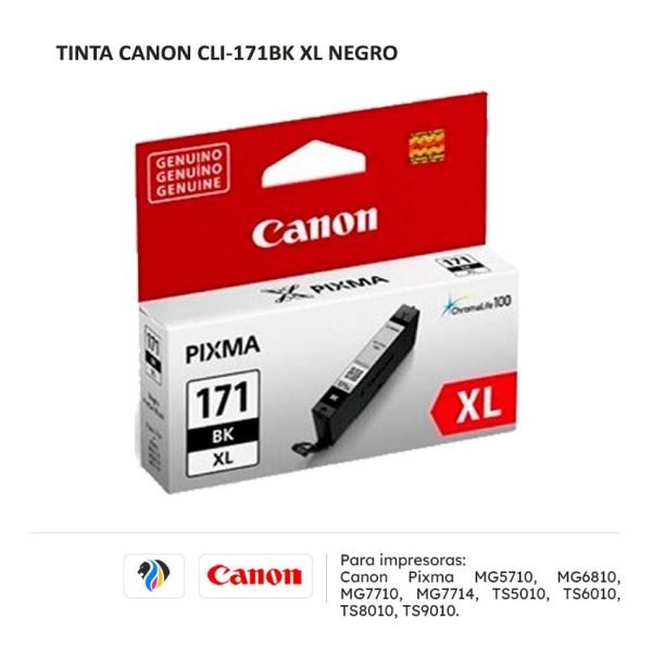 Tinta Canon CLI-171BK XL Negro para impresora Pixma MG5710 MG6810 MG7710 MG7714 TS5010 TS6010 TS8010 TS9010
