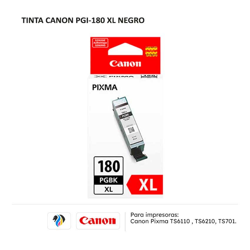 Tinta Canon PGI-180 XL Negro para impresora TS6110 TS6210 TS701