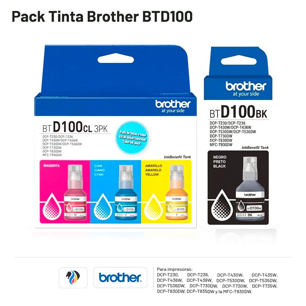 Pack Tinta Brother BTD100
