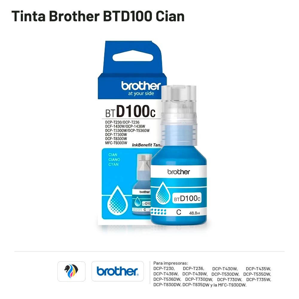Tinta Brother BTD100 Cian