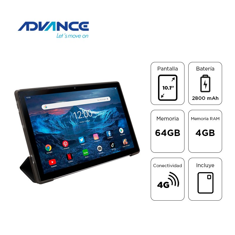 Tablet Advance SmartPad SP5706 10.1 pulgadas WXGA 4GB RAM 64GB 4G LTE Gris