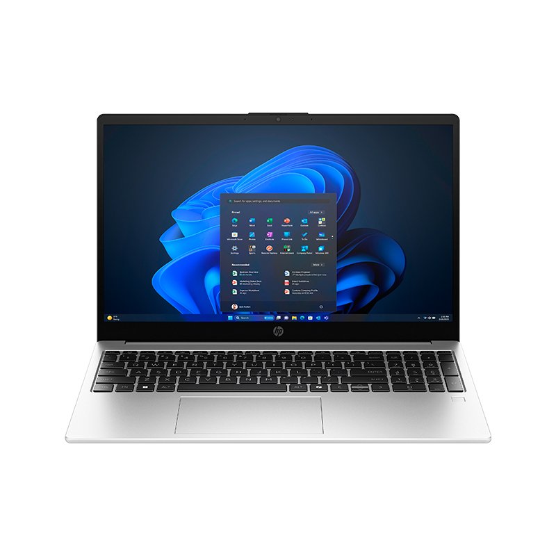 Laptop HP 255r G10 15.6" AMD Ryzen 7 en color Turbo Silver vista abierta