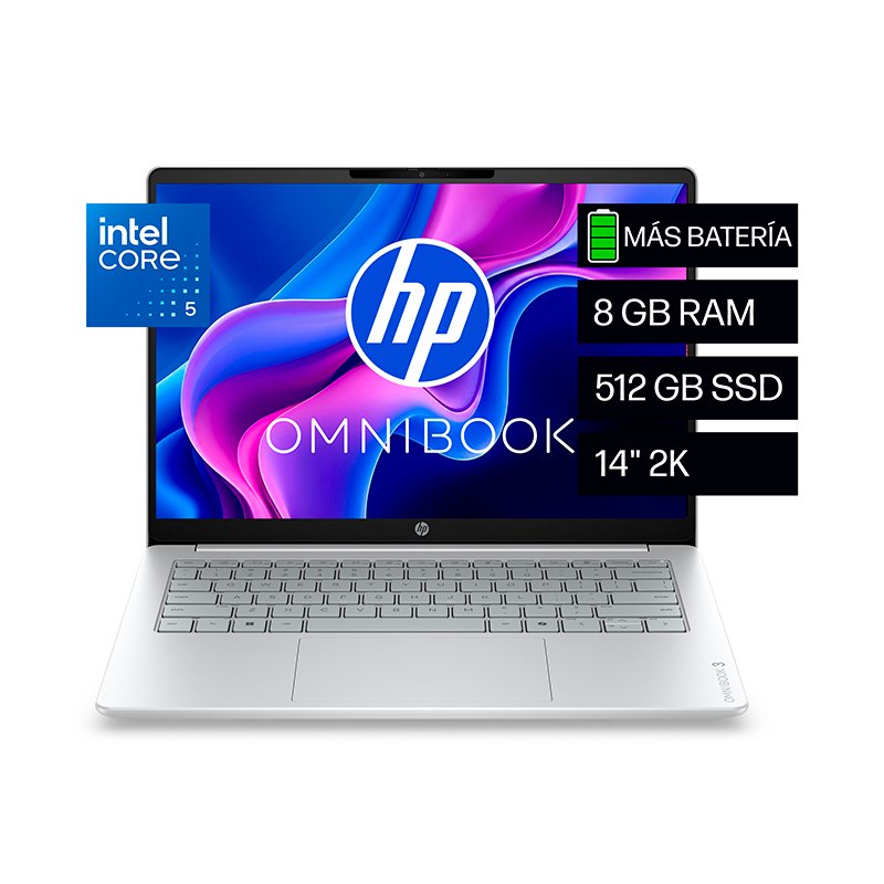 Laptop HP OmniBook 3 14 de 14 pulgadas IPS color Plata Glaciar con Intel Core 5-120U
