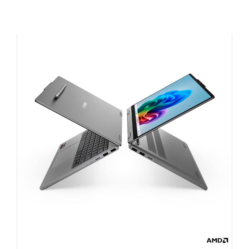 Laptop Lenovo IdeaPad 5 2-in-1 14" AMD Ryzen 7 en color Luna Grey con lápiz óptico vista abierta