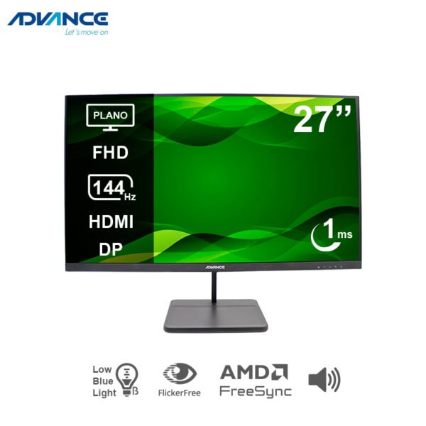 Monitor ADVANCE ADV-2755S de 27 pulgadas FHD IPS a 144Hz con 1ms y diseno frameless en color negro