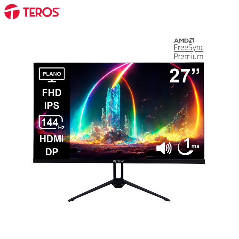 Monitor TEROS TE-2714S de 27 pulgadas FHD IPS a 144Hz con 1ms y parlantes integrados en color negro